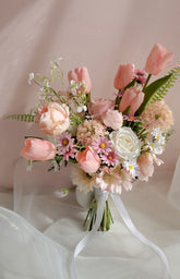 Pink Tulip Rosen Wedding Bouquet 30cmW